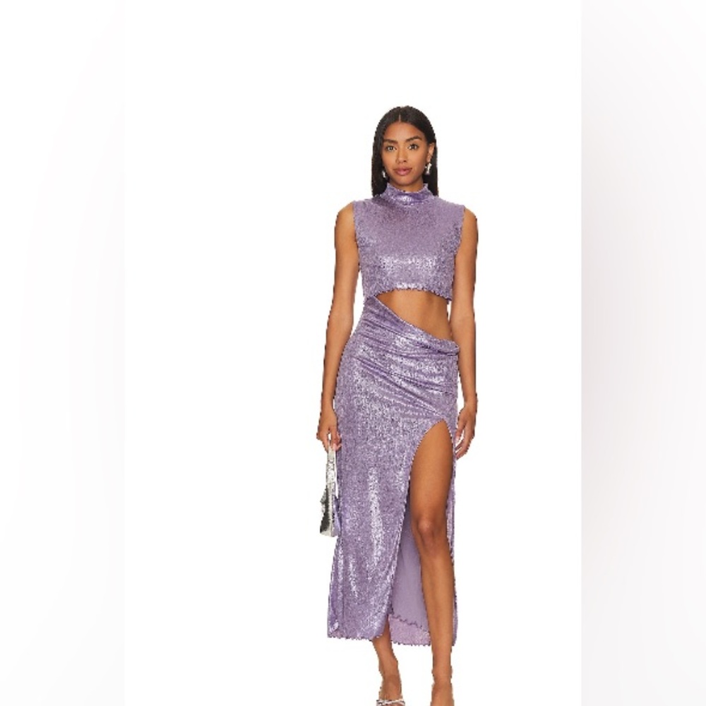 Camila Coelho Shimmering Lavender Asymmetrical Dress